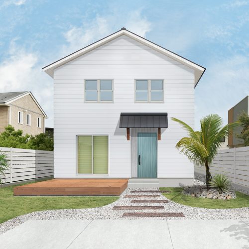 施工事例　I様邸　白い外観と三角屋根がかわいい住まい